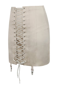 Tillie Jupe en satin champagne inspirée des corsets avec porte-jarretelles