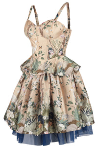 Botanical Marsh Corset & Skirt Set with Heron and Floral Print