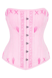 Pink Overbust Corset with Decorative Flossing