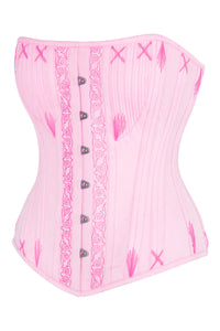 Pink Overbust Corset with Decorative Flossing