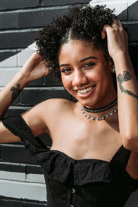 CORSET BUSTIER DROIT EN COTON NOIR AVEC MANCHES AUX ÉPAULES DÉNUDÉES