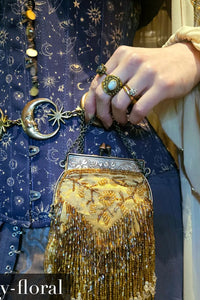 Corset serre-taille long imprimé galaxie mystique indigo et doré