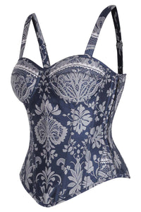 Midnight Elegance Brocade Shoulder Strap Corset
