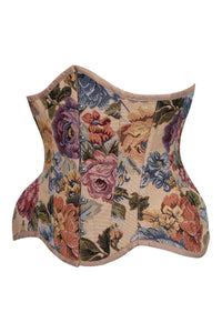 Beige Floral Print Curvy Underbust Corset