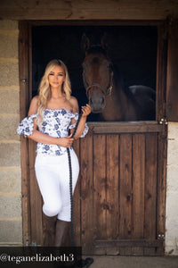 Top Corset Broderie Anglaise Blanc et Bleu