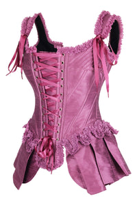 Pink Historically Inspired Corset Overbust with Bustle