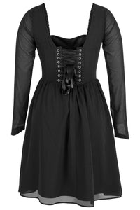 Black Corset Dress with Long Sleeves