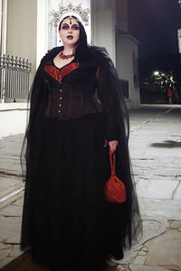 Corset dos-nu Burlesque Noir Rouge