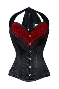 Corset dos-nu Burlesque Noir Rouge