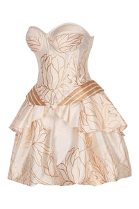 Golden Bloom Corset Dress with Ruffle Skirt