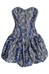 Midnight Blue Baroque Corset Dress with Bubble Skirt