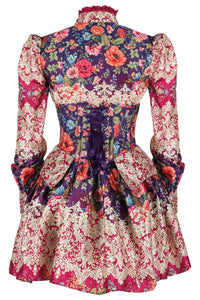 Regal Baroque Floral Costume Set with Underbust Corset, Skirt & Shirt
