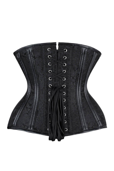 Black Brocade Underbust with Belt Buckle Fastenings