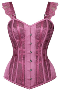 Corset Story FTS112 Lingerie Inspired Hot Plum Overbust Corset With Shoulder Straps