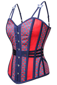 Corset Story FTS125 USA Flag Overbust Corset With Star Strap Detail