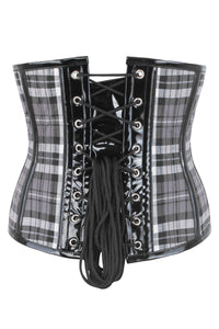 Corset Story FTS201 Black And Grey Check Waspie With PVC Binding