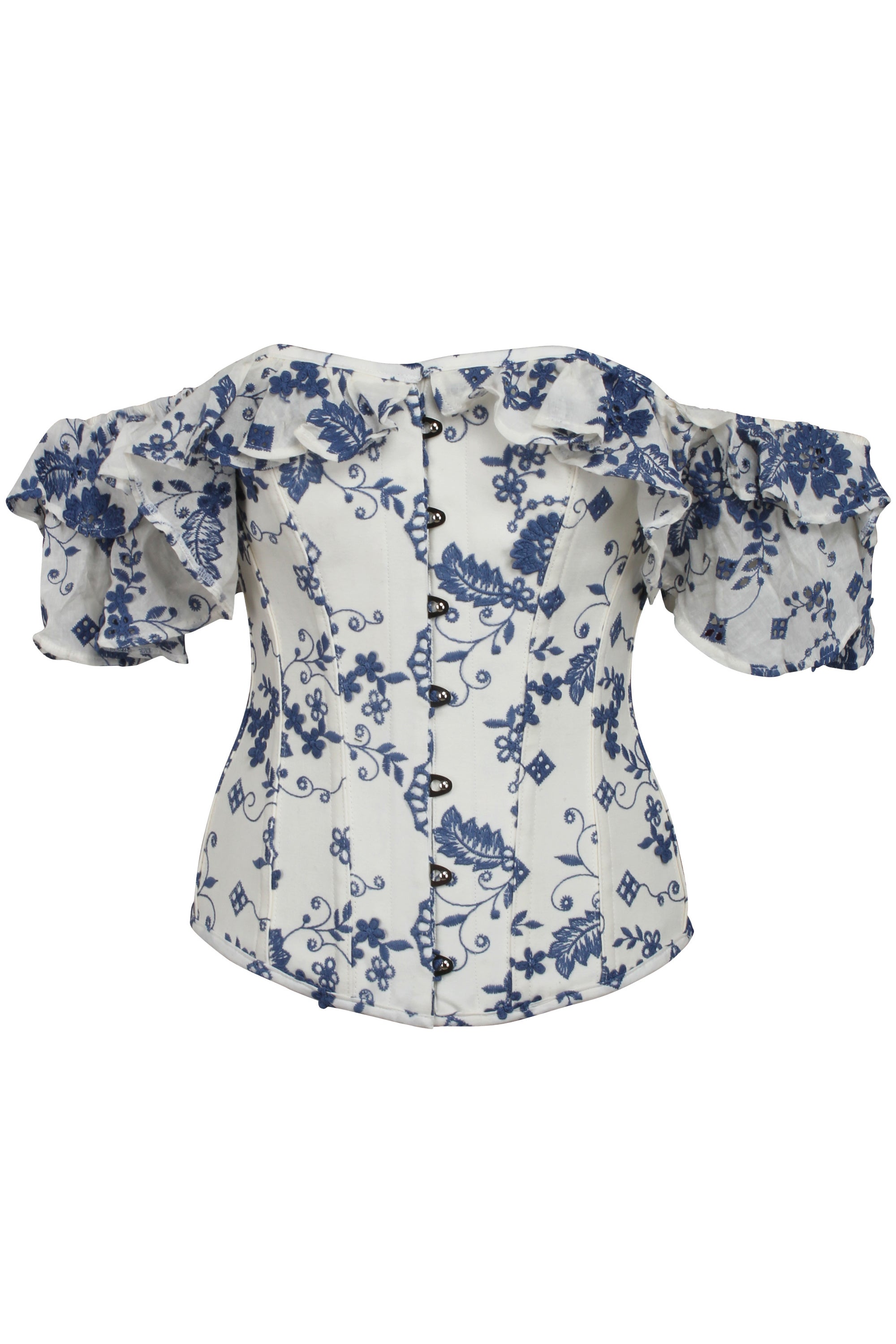 Top Corset Broderie Anglaise Blanc et Bleu