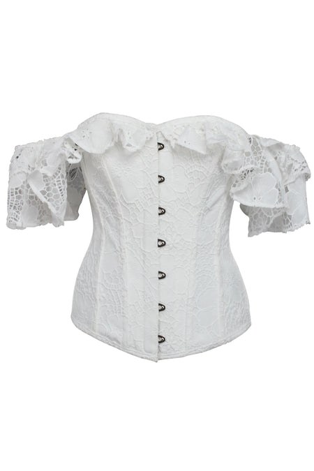 Top corset overbust en dentelle blanche