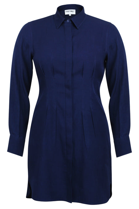 Matilda Robe chemise en viscose bleu Beacon avec taille froncée