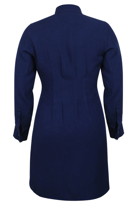 Matilda Robe chemise en viscose bleu Beacon avec taille froncée