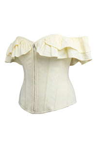 Corset Story SC-039 Alyssum Lemon Sorbet Cotton Corset Top with Double Frill Sleeves