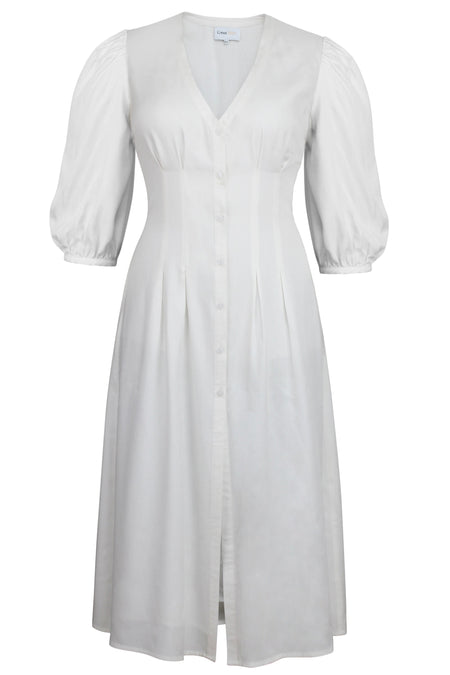 Rosemary Robe chemise en viscose blanche avec laçage inspiré du corset