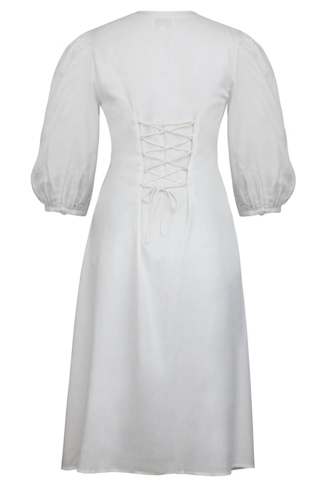 Rosemary Robe chemise en viscose blanche avec laçage inspiré du corset