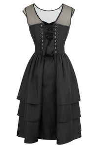 Corset Story SDS014 Black Corset Dress with Mesh Sleeves