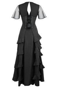 Corset Story SDS018 Black Corseted Cascading Dress