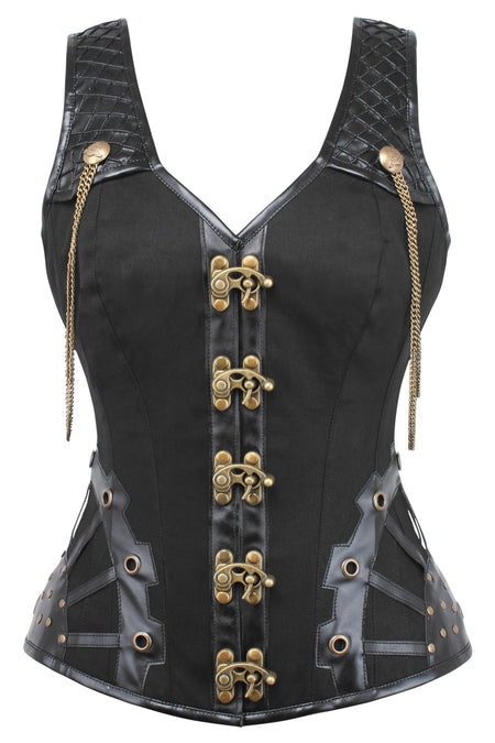 Corset Story WTS224 Black Steampunk Overbust with Shoulder Straps