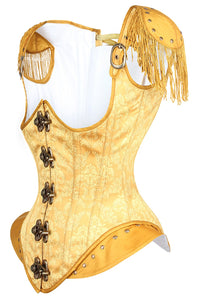 Corset Story WTS528 Golden Steampunk Underbust Corset With Hip And Shoulder Detail
